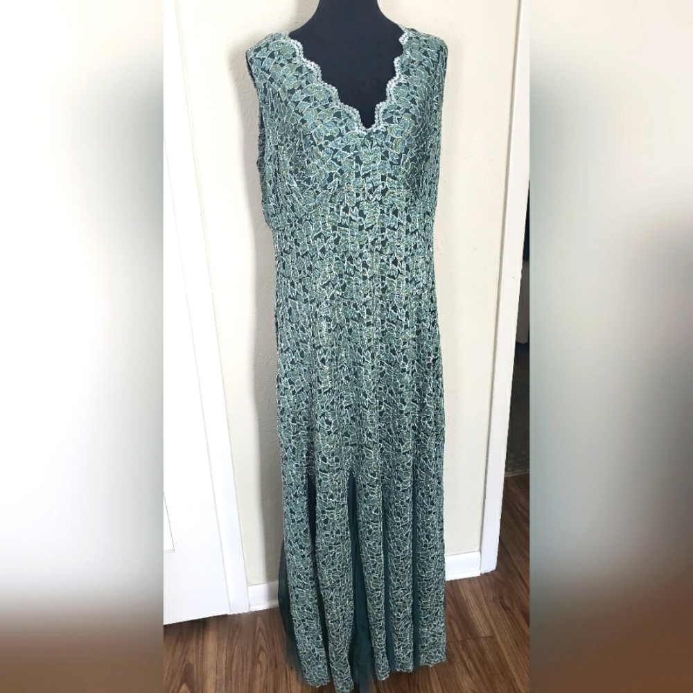 Candalite Elegant Green Lace Dress